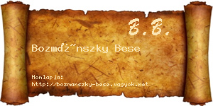 Bozmánszky Bese névjegykártya